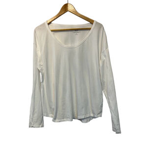 GAP Organic Cotton White Scoop Neck Long Sleeve Casual Tee Shirt Top L